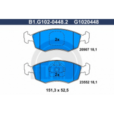 B1.G102-0448.2 GALFER Комплект тормозных колодок, дисковый тормоз