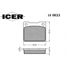 180033 ICER Комплект тормозных колодок, дисковый тормоз