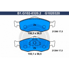 B1.G102-0320.2 GALFER Комплект тормозных колодок, дисковый тормоз