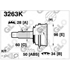 3263K GLO Шарнирный комплект, приводной вал