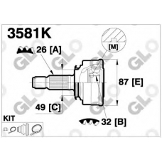 3581K GLO Шарнирный комплект, приводной вал