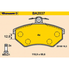 BA2037 BARUM Комплект тормозных колодок, дисковый тормоз
