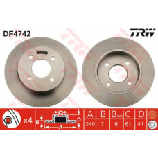DF4742 TRW Тормозной диск