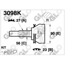 3098K GLO Шарнирный комплект, приводной вал