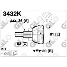 3432K GLO Шарнирный комплект, приводной вал