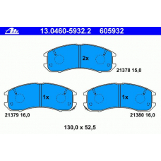 13.0460-5932.2 ATE Комплект тормозных колодок, дисковый тормоз