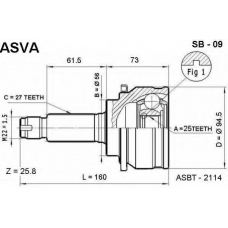 SB-09 ASVA Шарнирный комплект, приводной вал