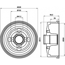 8DT 355 300-411 HELLA PAGID Тормозной барабан