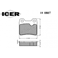 180807 ICER Комплект тормозных колодок, дисковый тормоз