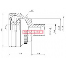 6584 KAMOKA Шарнирный комплект, приводной вал