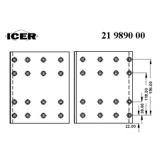 21 9890 00 ICER Комплект тормозных башмаков, барабанные тормоза