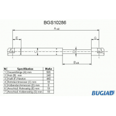 BGS10286 BUGIAD Газовая пружина, крышка багажник