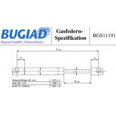 BGS11191 BUGIAD Газовая пружина, капот