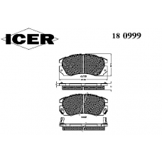 180999 ICER Комплект тормозных колодок, дисковый тормоз