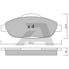 BPPE-1001 AISIN Комплект тормозных колодок, дисковый тормоз