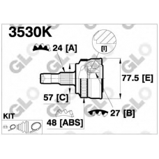 3530K GLO Шарнирный комплект, приводной вал