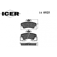 140925 ICER Комплект тормозных колодок, дисковый тормоз