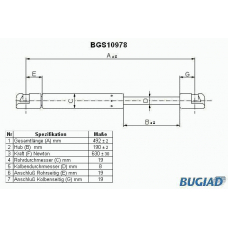 BGS10978 BUGIAD Газовая пружина, крышка багажник