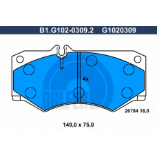 B1.G102-0309.2 GALFER Комплект тормозных колодок, дисковый тормоз