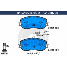 B1.G102-0700.2 GALFER Комплект тормозных колодок, дисковый тормоз