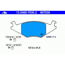 13.0460-7030.2 ATE Комплект тормозных колодок, дисковый тормоз