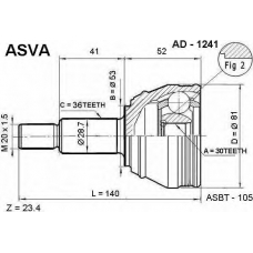 AD-1241 ASVA Шарнирный комплект, приводной вал