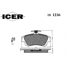 181236 ICER Комплект тормозных колодок, дисковый тормоз
