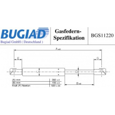 BGS11220 BUGIAD Газовая пружина, капот