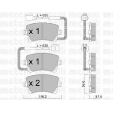 22-0554-1 METELLI Комплект тормозных колодок, дисковый тормоз