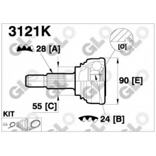 3121K GLO Шарнирный комплект, приводной вал