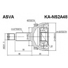 KA-NS2A48 ASVA Шарнирный комплект, приводной вал