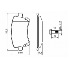 0 986 494 303 BOSCH Комплект тормозных колодок, дисковый тормоз