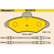 BA2078 BARUM Комплект тормозных колодок, дисковый тормоз