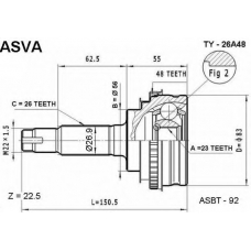 TY-26A48 ASVA Шарнирный комплект, приводной вал