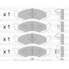 22-0218-0 METELLI Комплект тормозных колодок, дисковый тормоз