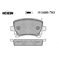 181600-703 ICER Комплект тормозных колодок, дисковый тормоз