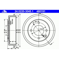 24.0220-3045.1 ATE Тормозной барабан