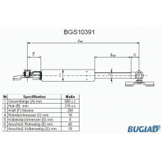 BGS10391 BUGIAD Газовая пружина, крышка багажник