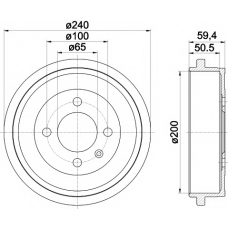 8DT 355 301-571 HELLA PAGID Тормозной барабан