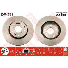 DF4741 TRW Тормозной диск