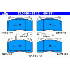 13.0460-4991.2 ATE Комплект тормозных колодок, дисковый тормоз
