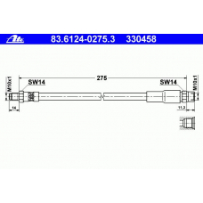 83.6124-0275.3 ATE Тормозной шланг