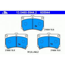 13.0460-5944.2 ATE Комплект тормозных колодок, дисковый тормоз