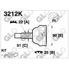 3212K GLO Шарнирный комплект, приводной вал