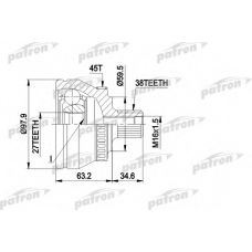PCV1267 PATRON Шарнирный комплект, приводной вал