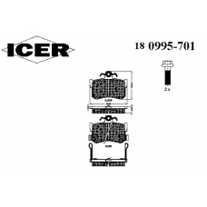 180995-701 ICER Комплект тормозных колодок, дисковый тормоз
