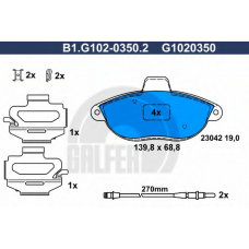 B1.G102-0350.2 GALFER Комплект тормозных колодок, дисковый тормоз