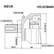 VO-XC9A48 ASVA Шарнирный комплект, приводной вал