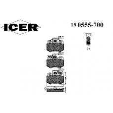 180555-700 ICER Комплект тормозных колодок, дисковый тормоз