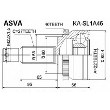 KA-SL1A46 ASVA Шарнирный комплект, приводной вал